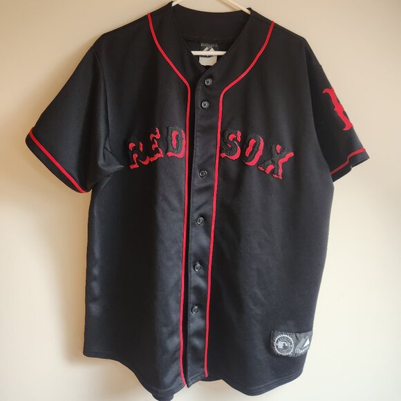 MLB Boston Red Sox Black Jersey L/XL 48 Majestic - Picture 1 of 10